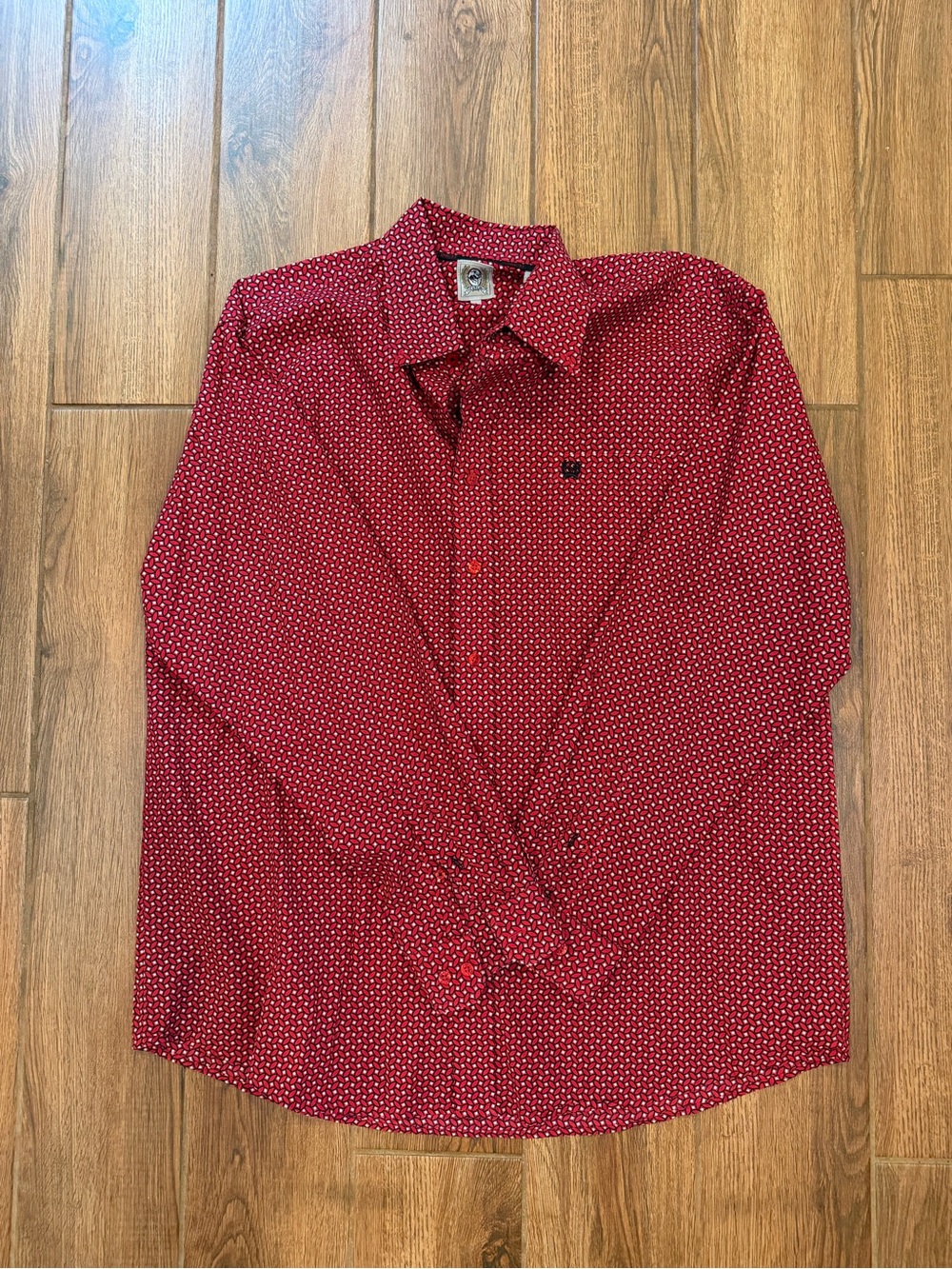 Cinch Men's Red Micro-Print Button-Down Shirt / men’s large